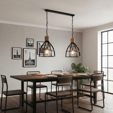 Detail van de industriële Aperto hanglamp in zwart. Een statement piece dat een moderne touch aan uw interieur geeft.