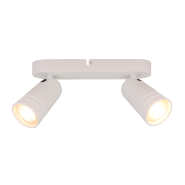 Strakke witte plafondlamp Spero met een industrieel design. Perfect voor een moderne sfeer in uw interieur.