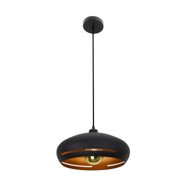 Deze gouden hanglamp met zwarte accenten voegt een luxe uitstraling toe aan jouw interieur.