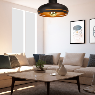 Moderne zwarte plafondlamp Striscia met een strakke uitstraling. Perfect voor sfeervolle verlichting in jouw interieur.
