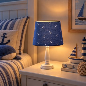 Deze Anker tafellamp in blauw en wit brengt een moderne Japandi-sfeer in je interieur. Perfect voor een sfeervolle ambiance.
