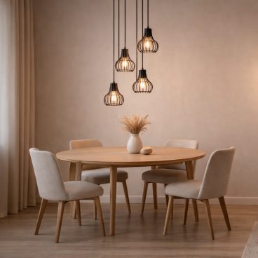 Een moderne zwart hanglamp met vijf lichtbronnen. Perfect voor een sfeervolle uitstraling in elke eetkamer of woonkamer.