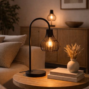 Deze zwarte tafellamp Goccia geeft een industriële flair aan je interieur.