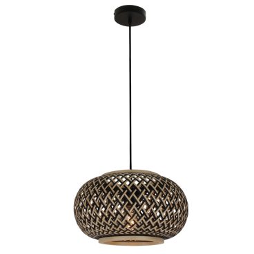 De Weaving hanglamp in naturel en zwart brengt een warme, landelijke sfeer in jouw interieur. Perfect voor boven de eettafel.